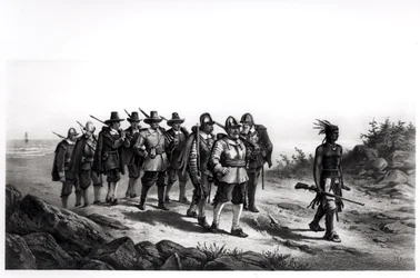 La Marche de Miles Standish, gravée par Armstrong et Co., 1873